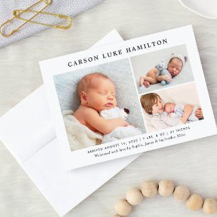 Klassisk Photo Collage Blue Handsome Pojke Birth Meddelande