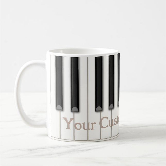 Klassisk Piano Keyes Anpassningsbar Text i 4 Färg Kaffemugg (Vänster)