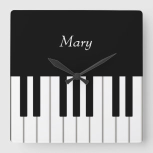 Klassisk Piano Tangentbord Personlig Music Fyrkantig Klocka
