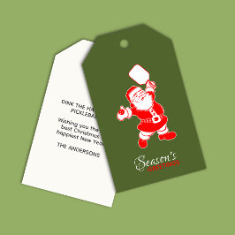 Klassisk Pickleball Santa Grönt jul Presentetikett