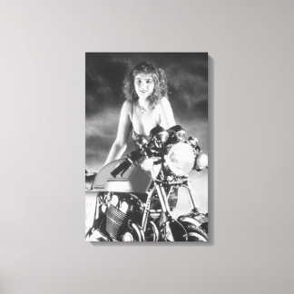 Klassisk pinup klassisk motorcykel canvastryck