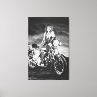 Klassisk Pinup Klassisk Motorcykel Canvastryck