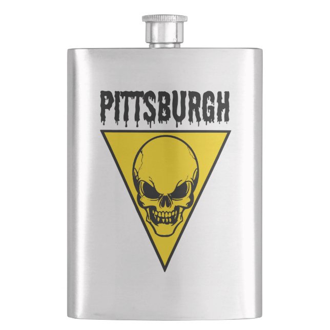 Klassisk Pittsburgh Skullflagga Fickplunta (Framsidan)