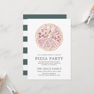 Klassisk Pizzafest Randig Inbjudan