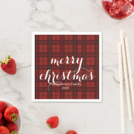 Klassisk Plaid God Jul Festiv - Pappersservett