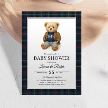 Klassisk Plaid Teddybjörn Lauren Baby Shower
