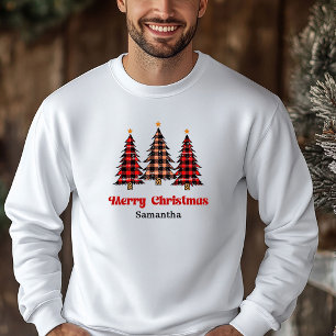 Klassisk Plaid Träd Jul Pullover Högtidlig Outfit Hoodie