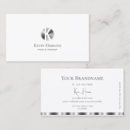 Klassisk Plain White och Silver med Monogram Chic Visitkort