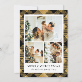 Klassisk Play & Photo Collage Black Guld-jul Julkort