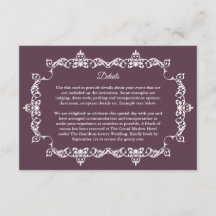 Klassisk Plum Purpur Ornamentalt Infattad Bröllop