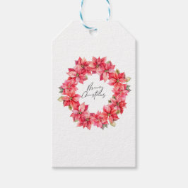 Klassisk Poinsettia-julfrö med bär Presentetikett