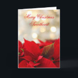 Klassisk Poinsettia Romantic-jul Helgkort<br><div class="desc">Klassisk Poinsettia Romantic-jul</div>