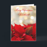 Klassisk Poinsettia Romantic-jul Helgkort<br><div class="desc">Klassisk Poinsettia Romantic-jul</div>