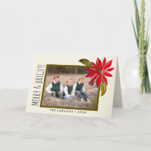Klassisk Poinsettia Simple Family Photo-jul