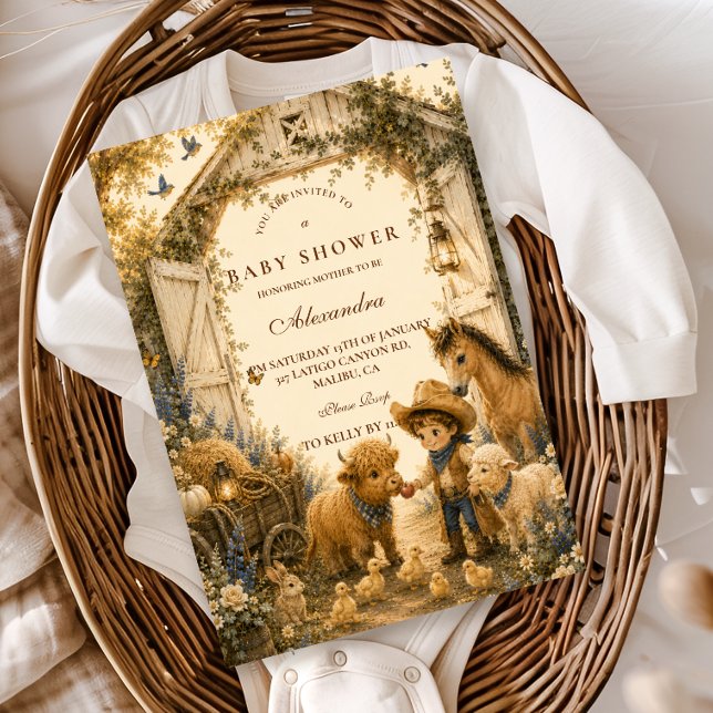 Klassisk pojke västern boho baby shower inbjudningar (Skapare uppladdad)