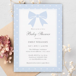 Klassisk Polka dots Baby blue babybabystötare Inbjudningar