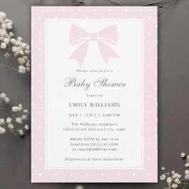 Klassisk Polka dots Baby Rosa Bow Girl Baby Shower Inbjudningar