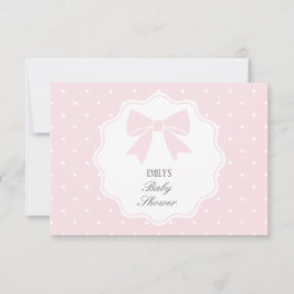 Klassisk Polka dots Baby Rosa Bow Girl Baby Shower Tack Kort