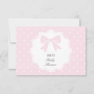 Klassisk Polka dots Baby Rosa Bow Girl Baby Shower Tack Kort