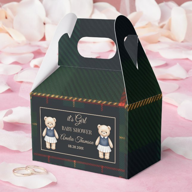 Klassisk Polo Teddybjörn Preppy Rutig Bebis Shower Presentaskar (Bröllop)