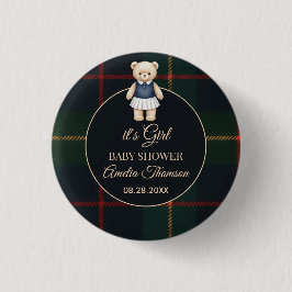 Klassisk Polo Teddybjörn Snygg Rutig Bebis Shower  Knapp