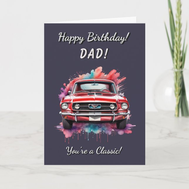 Klassisk Pony Car Red Muscle Car Birthday Kort (Framsida)