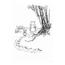 Klassisk pooh Bear & Piglet Walking the Väg Poster