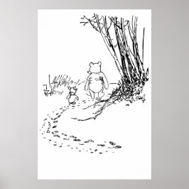 Klassisk pooh Bear & Piglet Walking the Väg Poster