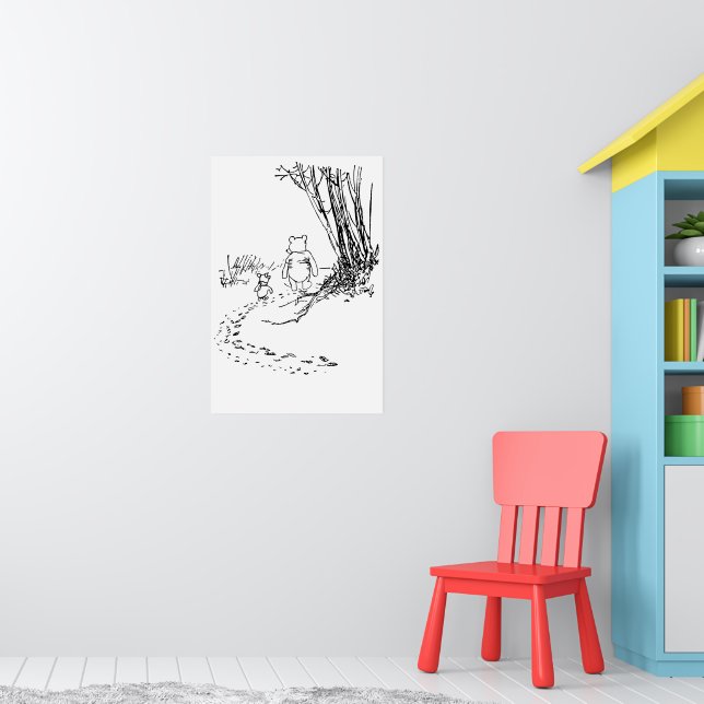 Klassisk pooh Bear & Piglet Walking the Väg Poster (Barnkammare 1)