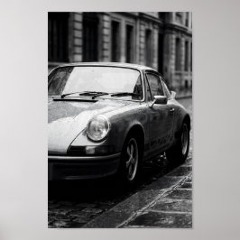 Klassisk Porsche 911 Regnig gata Poster