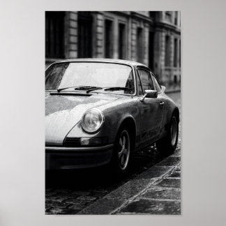 Klassisk Porsche 911 Regnig gata Poster
