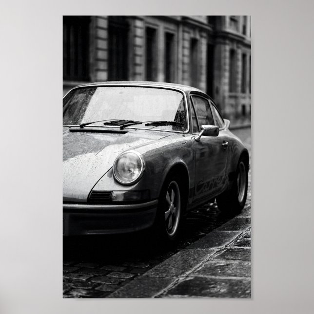 Klassisk Porsche 911 Regnig gata Poster (Framsidan)