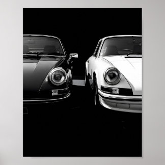 Klassisk Porsche 911 Svart och Vitt Duo Poster