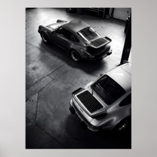 Klassisk Porsche 911 Turbo Flygvy Poster