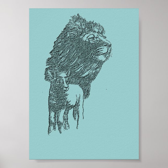 Klassisk Poster av lejon och lammpenna (Framsidan)