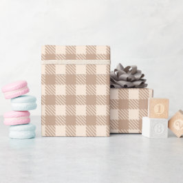 Klassisk preppy brun beige gingham rutig rutmönstr presentpapper