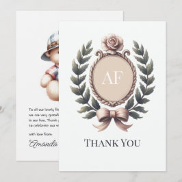 Klassisk Preppy Charm Monogram Födelsedag Tack Kort