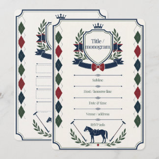 Klassisk Preppy-monogram Babyshower-inbjudan Inbjudningar