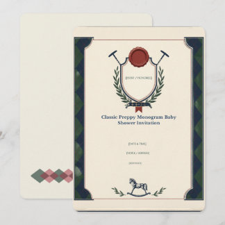 Klassisk Preppy-monogram Babyshower-inbjudan Inbjudningar
