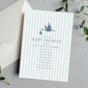 Klassisk Preppy Seersucker Rand Boy Shower Inbjudningar