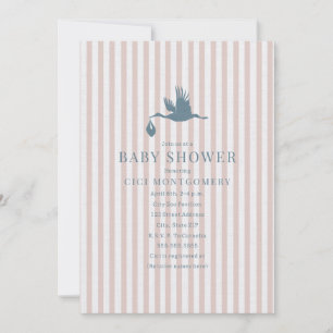 Klassisk Preppy Seersucker Rand Girl Baby Shower Inbjudningar