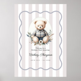 Klassisk Preppy Teddybjörn Födelsedags Välkomstsky Poster