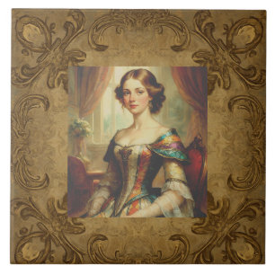 Klassisk, Princess och Guld Mönster,Victorian Stil Kakelplatta