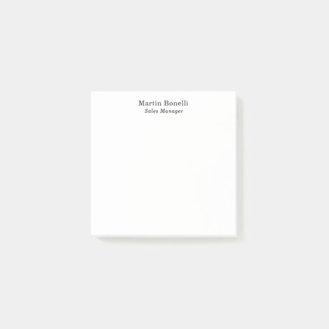Klassisk professionell egen namninformation enkel post-it block (Framsida)