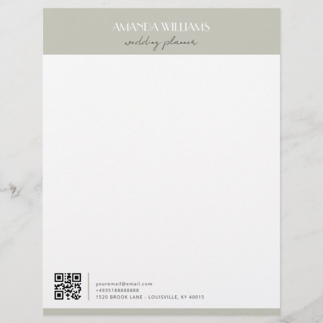 Klassisk Professionell QR-kod Matcha Brevhuvud (Framsida)