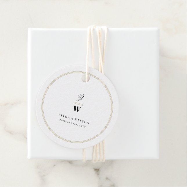 Klassisk Pub Dubbla Monogram Modern Photo Bröllop Gåvor Etiketter (På plats)