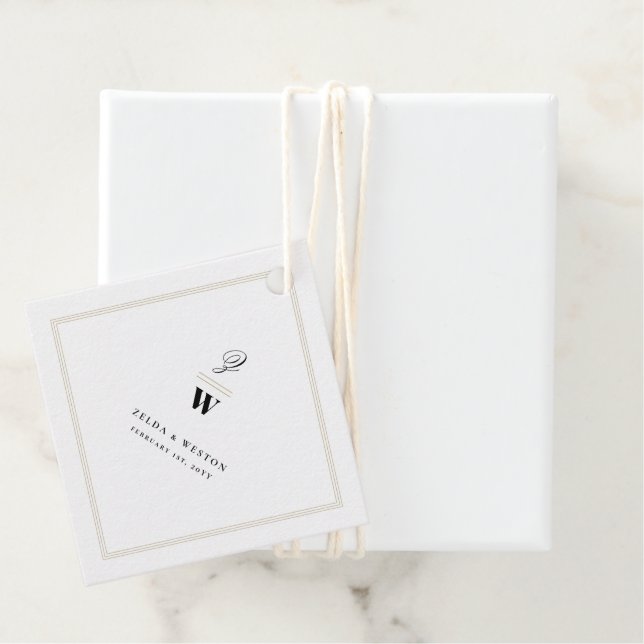 Klassisk Pub Dubbla Monogram Modern Photo Bröllop Gåvor Etiketter (På plats)