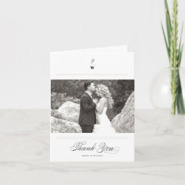 Klassisk Pub Dubbla Monogram Modern Photo Bröllop Tack Kort