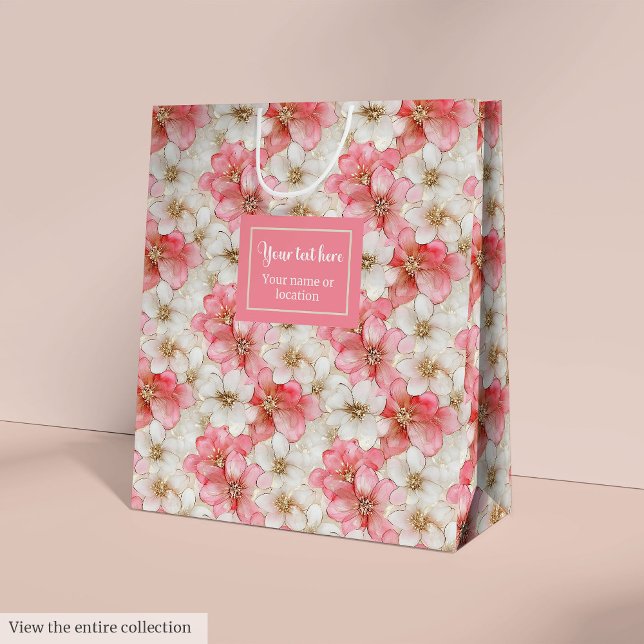 Klassisk pudrig rosa & guld anpassad bröllopsgåvpå (Classic powder pink & gold custom wedding gift bag)