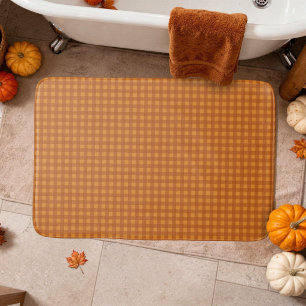Klassisk Pumpkin Höst Gingham Rutig Randig Badrumsmatta